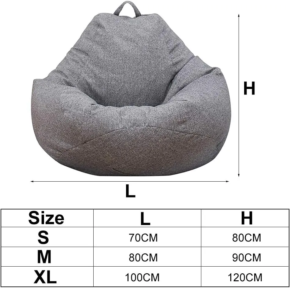 Bean Bag Chair Sofa Cover(No Filler),Comfortable Outdoor Lazy Seat Bag,Couch Cover without Filler for Adults Kids,Soft Tatami Chairs Covers Suitable for Home Garden Living Room (grey, Small)