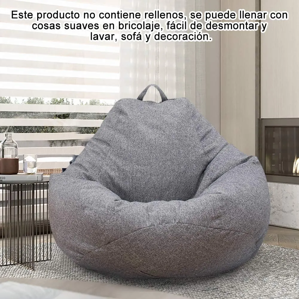 Bean Bag Chair Sofa Cover(No Filler),Comfortable Outdoor Lazy Seat Bag,Couch Cover without Filler for Adults Kids,Soft Tatami Chairs Covers Suitable for Home Garden Living Room (grey, Small)