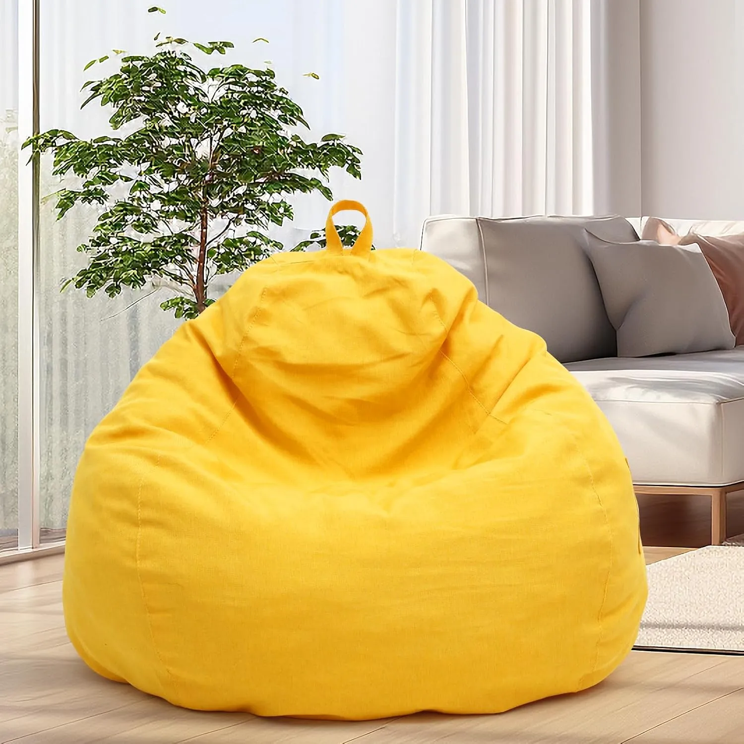 Bean Bag Chair Sofa Cover(No Filler),Comfortable Outdoor Lazy Seat Bag,Couch Cover without Filler for Adults Kids,Soft Tatami Chairs Covers Suitable for Home Garden Living Room (yellow, Medium)