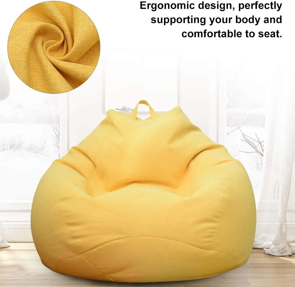 Bean Bag Chair Sofa Cover(No Filler),Comfortable Outdoor Lazy Seat Bag,Couch Cover without Filler for Adults Kids,Soft Tatami Chairs Covers Suitable for Home Garden Living Room (yellow, Medium)