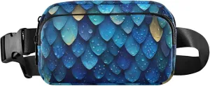 Beautiful Scales Fanny Pack for Women Flower Large Hip Belt Bag Waterproof Cross Body Waist Purse