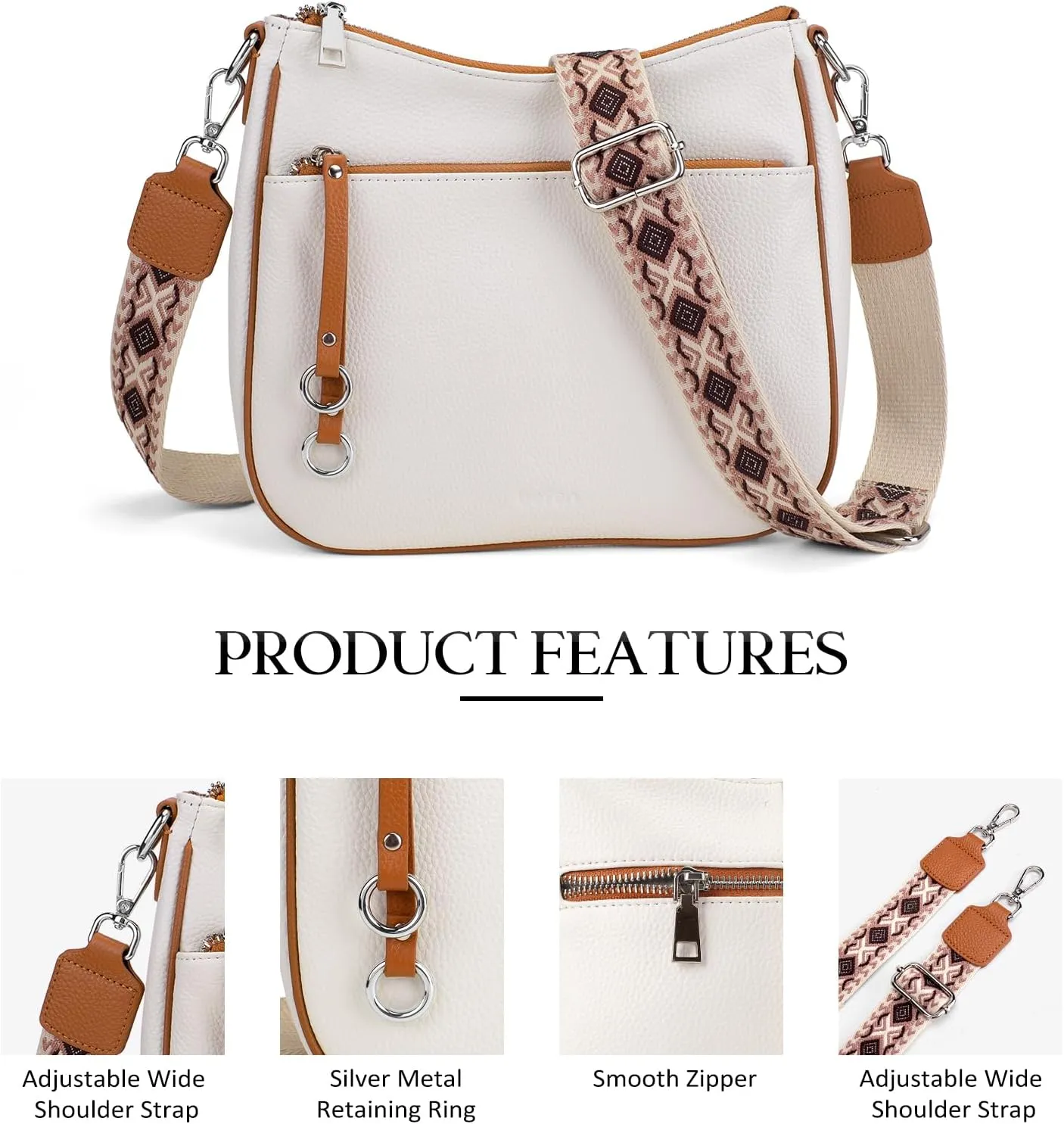 befen Genuine Leather Crossbody Bags for Women Travel Hobo Bags for Women with Adjustable Shoulder Guitar Strap