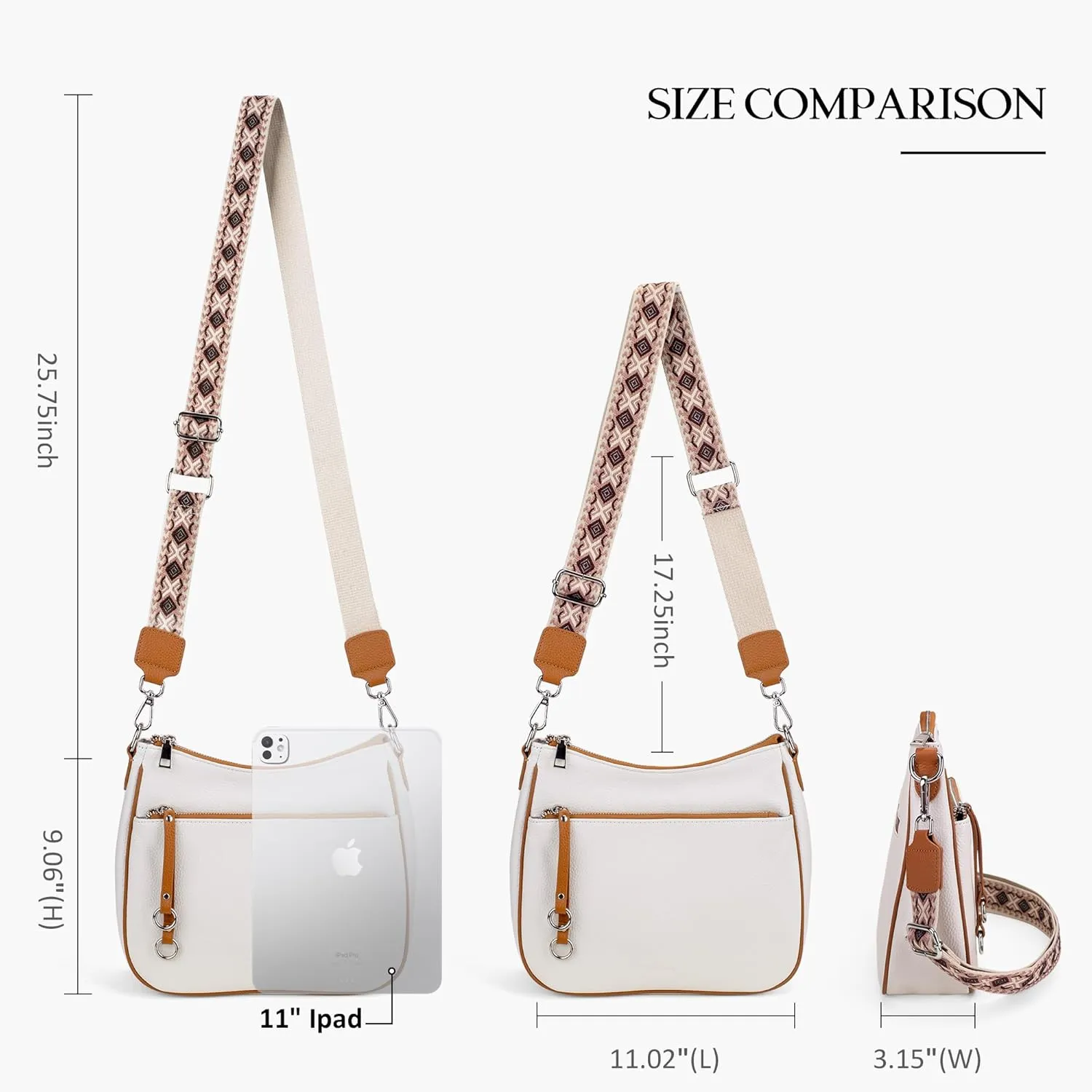 befen Genuine Leather Crossbody Bags for Women Travel Hobo Bags for Women with Adjustable Shoulder Guitar Strap