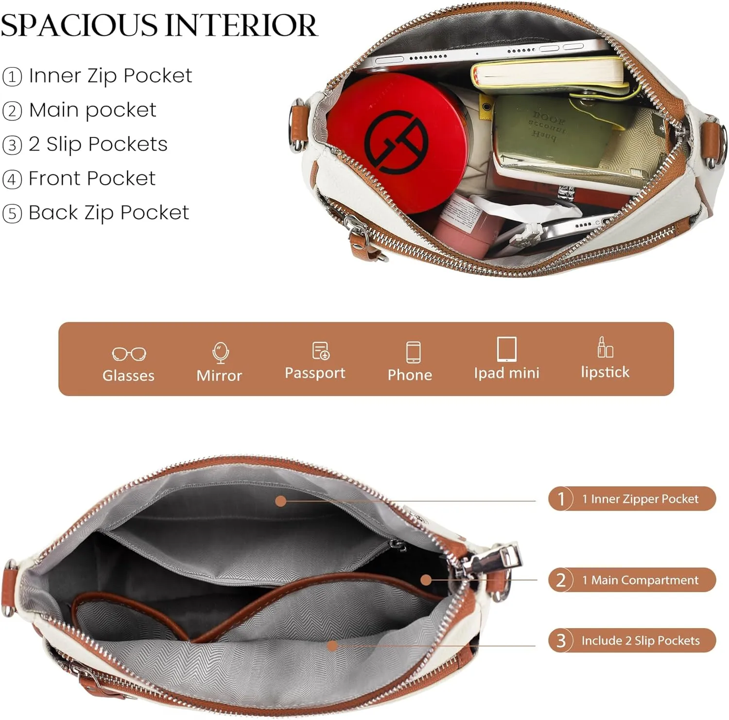 befen Genuine Leather Crossbody Bags for Women Travel Hobo Bags for Women with Adjustable Shoulder Guitar Strap