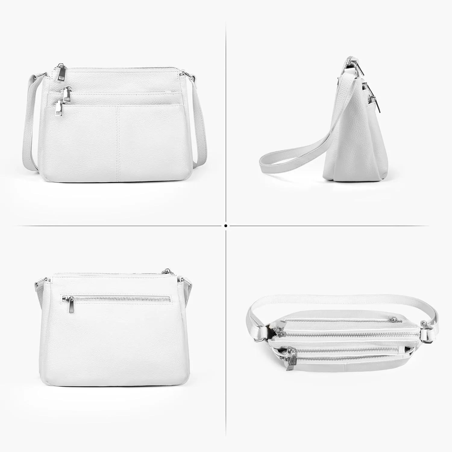 befen Genuine Leather Crossbody Purses Bags for Women, Small Pocketbooks Shoulder Bag Satchel Purse with Multi Pockets