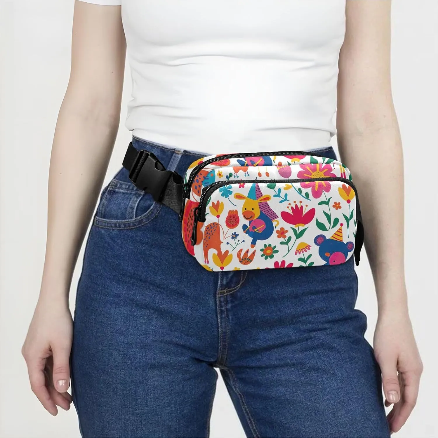 Belt Bags Balloon Animals and Flowers Unisex Mini Belt Bag with Adjustable Strap Crossbody Waterproof Bag