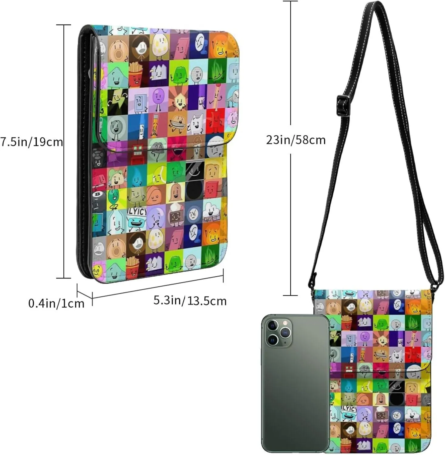 Bfdi-Battle for Dream Island Cell Phone Purse Crossbody Bag for Outdoor Travel Sports Camping Hiking Shoulder Bags