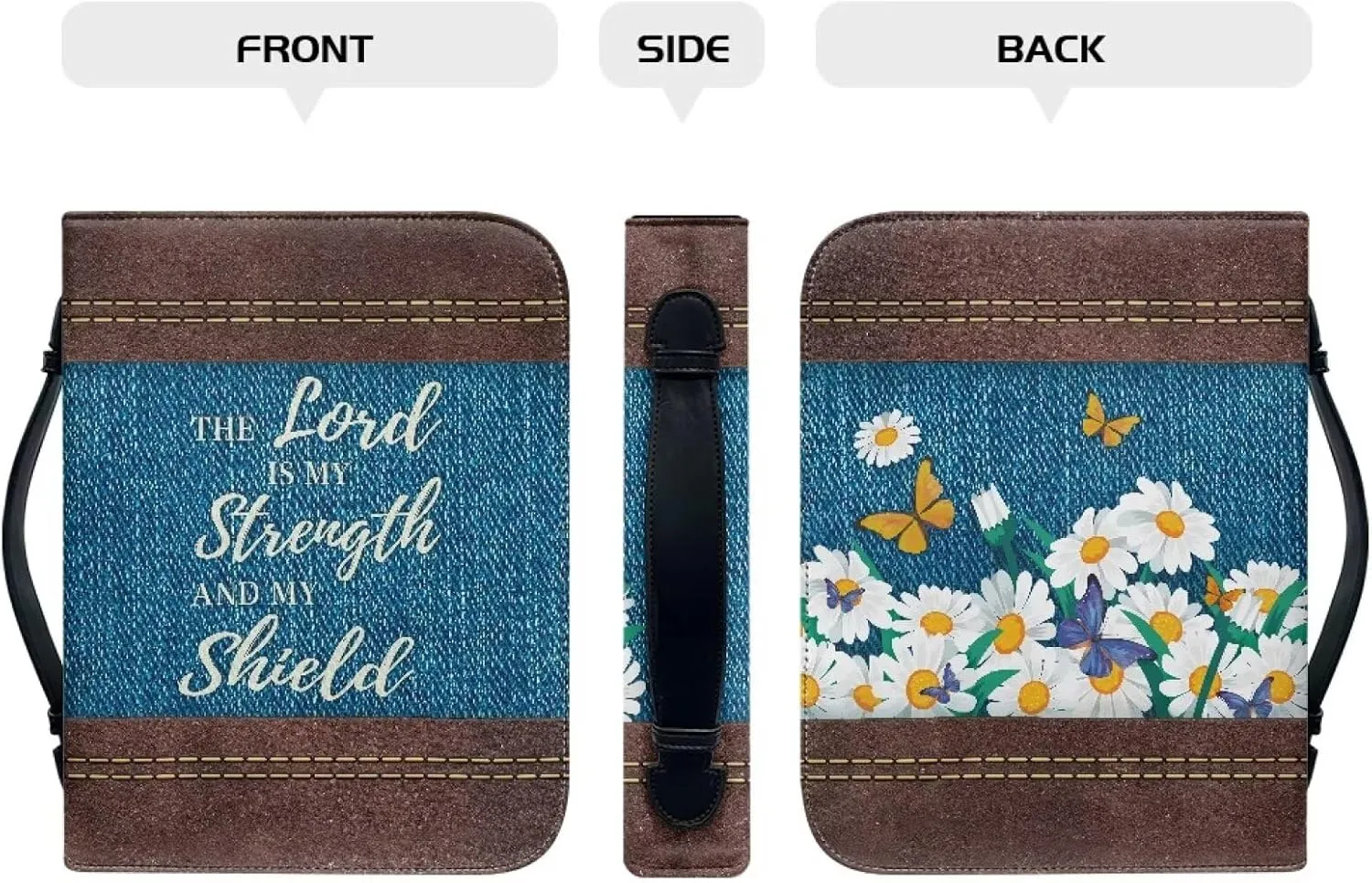 Bible Covers for Women PU Leather, Dustproof Church Bags for Girls Water Resistant Bible Case with Bookmarks