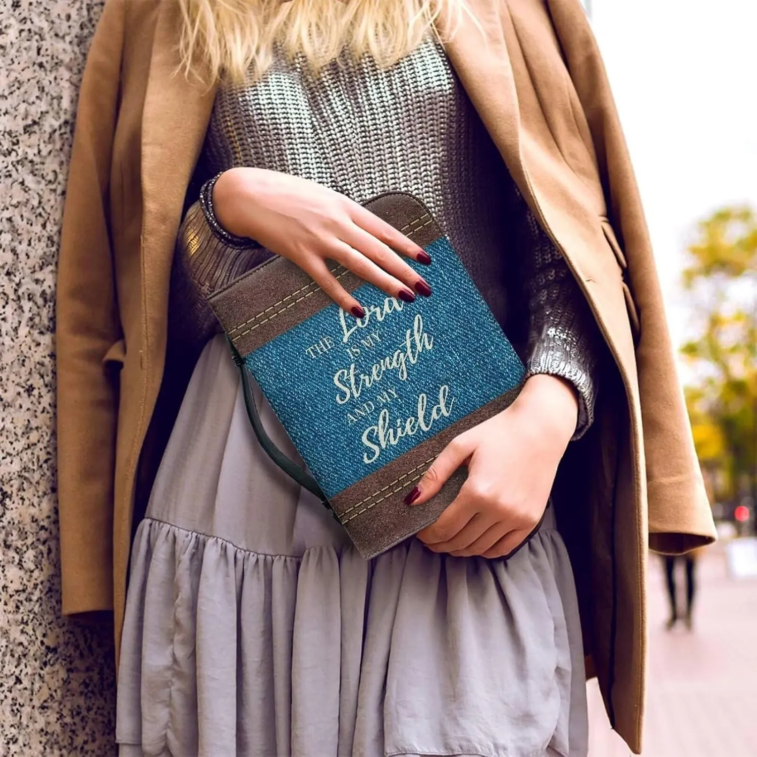 Bible Covers for Women PU Leather, Dustproof Church Bags for Girls Water Resistant Bible Case with Bookmarks