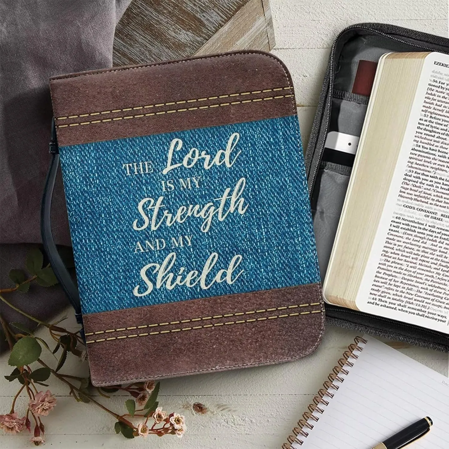 Bible Covers for Women PU Leather, Dustproof Church Bags for Girls Water Resistant Bible Case with Bookmarks