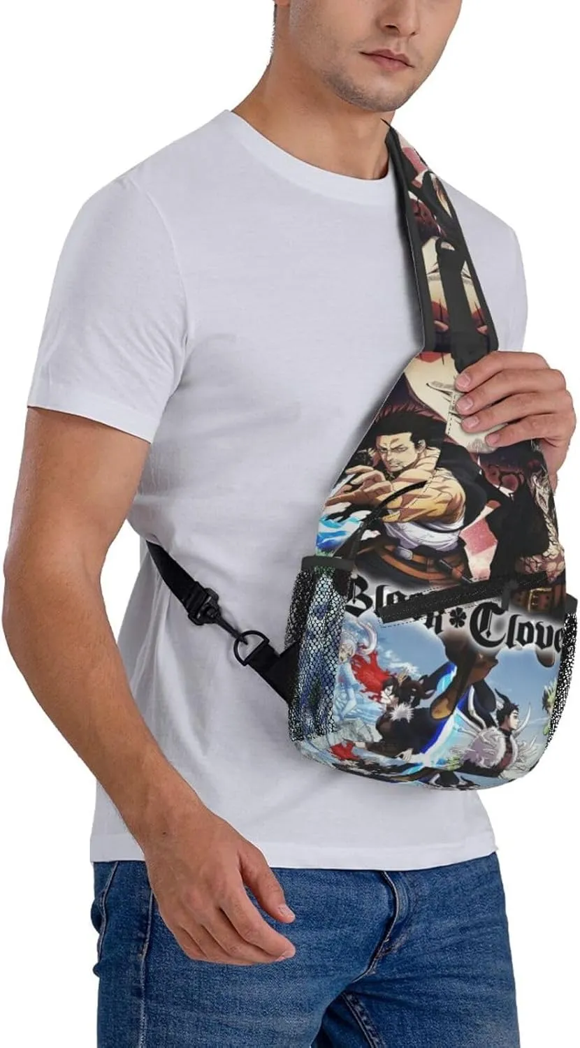 Bl-ack Clover Crossbody Bag Sling Shoulder Bag for Outdoor Travel Sports Camping Hiking Shoulder Bags