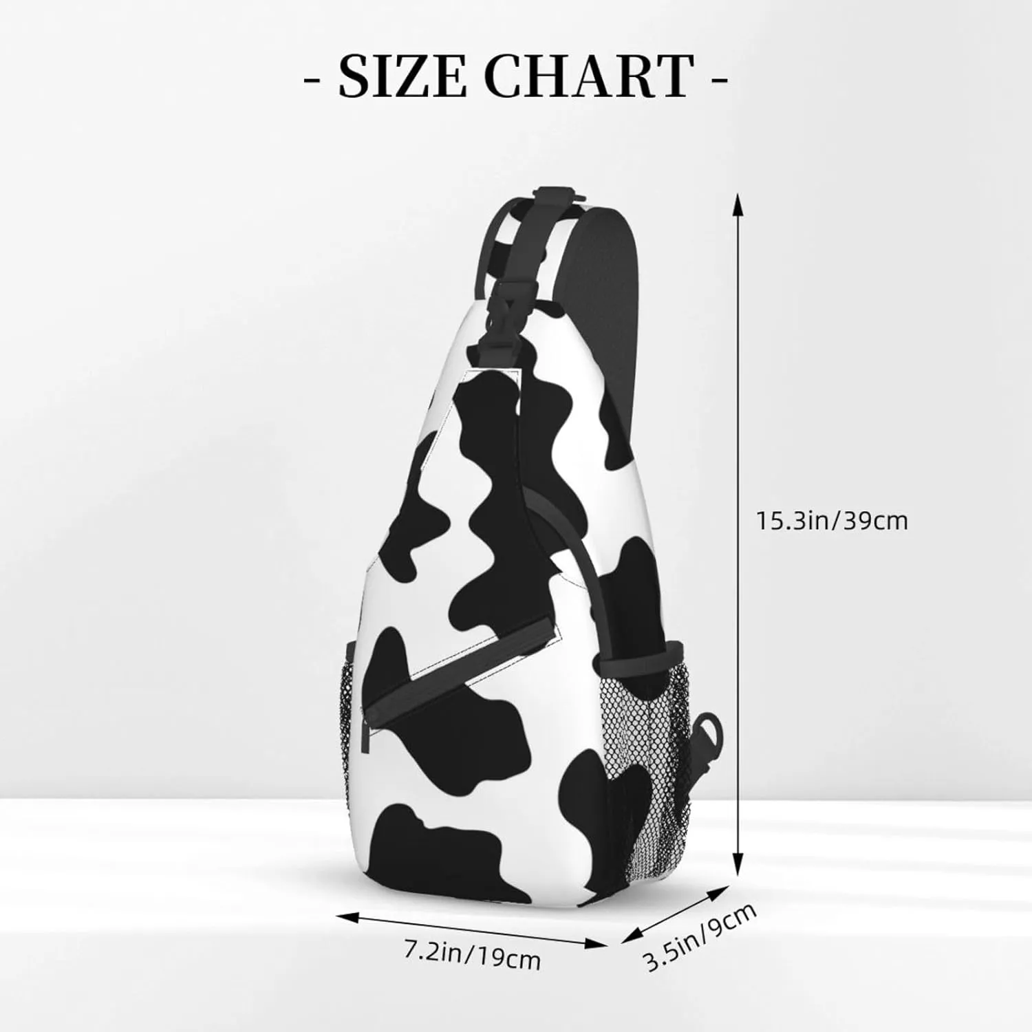 Black And White Cow Print Print Crossbody Backpack Shoulder Bag Cross Chest Bag For Travel, Hiking Gym Tactical Use