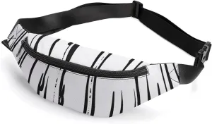 Black And White Vertical Stripes Crossbody Fanny Pack Waist Packs Adjustable Shoulder Bags Sling Bag for Hiking Running Cycling