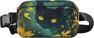 Black Cute Cat Forest Women Fanny Pack Waterproof Everywhere Belt Bag Bright Crossbody Waist Bag