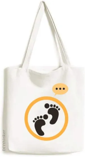 Black Footprint Simple Outline Protect Animal Expression Gift Sack Canvas Tote Shoulder Bag