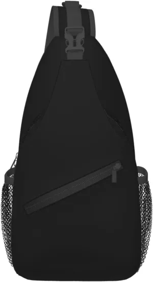Black Gym Sling Bag For Women Men'S Crossbody Chest Bag Shoulder Backpack Adjustable Strap Lightweight Travel Hiking Daypack Unisex