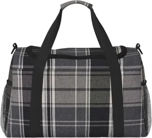 Black White Grid Thin Line Travel Duffel Bag Large Foldable Waterproof Overnight Bag For Beach Swim Bags Pool Sports Gym
