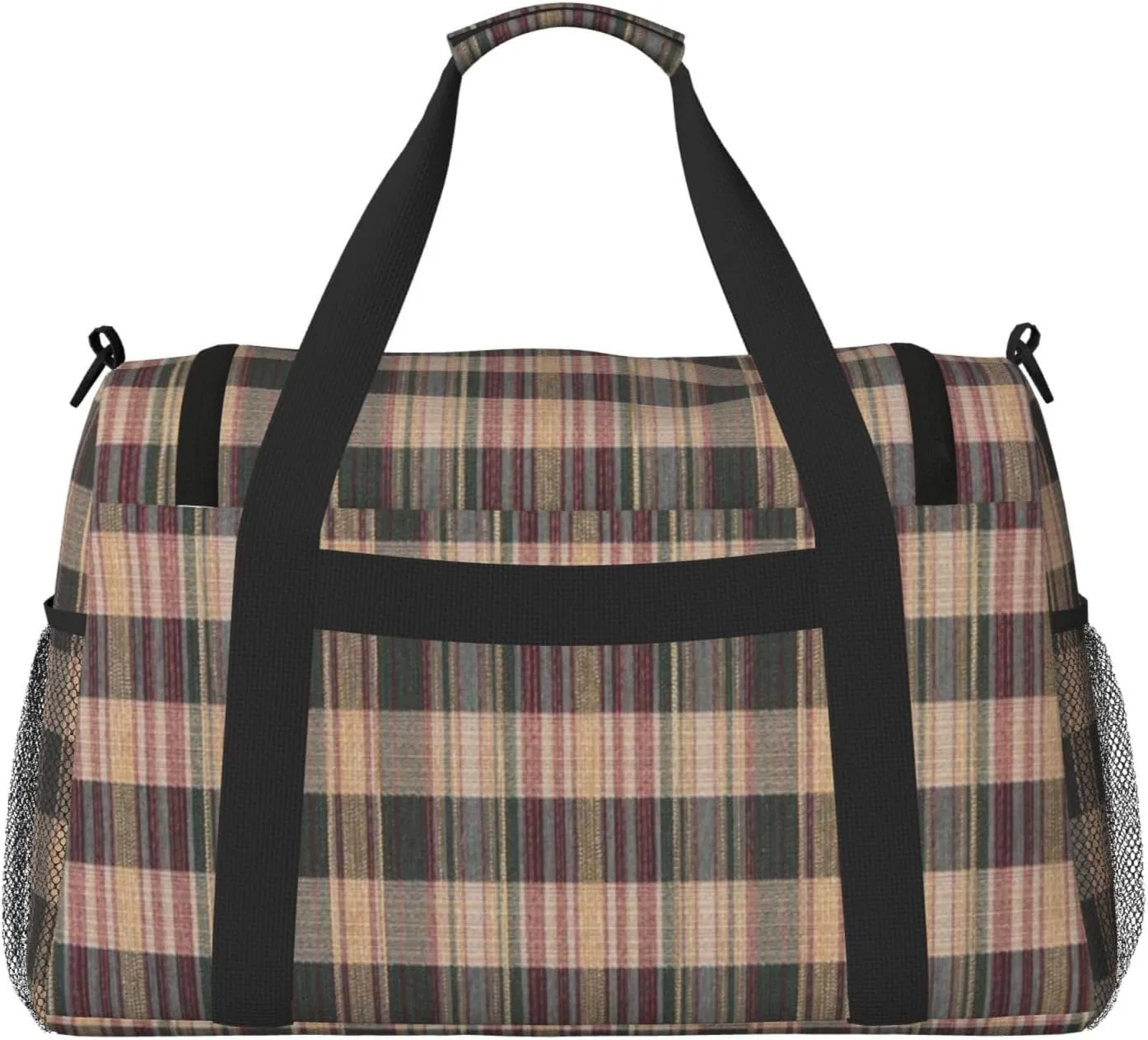 Black White Grid Thin Line Travel Duffel Bag Large Foldable Waterproof Overnight Bag For Beach Swim Bags Pool Sports Gym