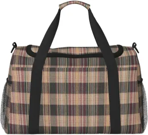 Black White Grid Thin Line Travel Duffel Bag Large Foldable Waterproof Overnight Bag For Beach Swim Bags Pool Sports Gym