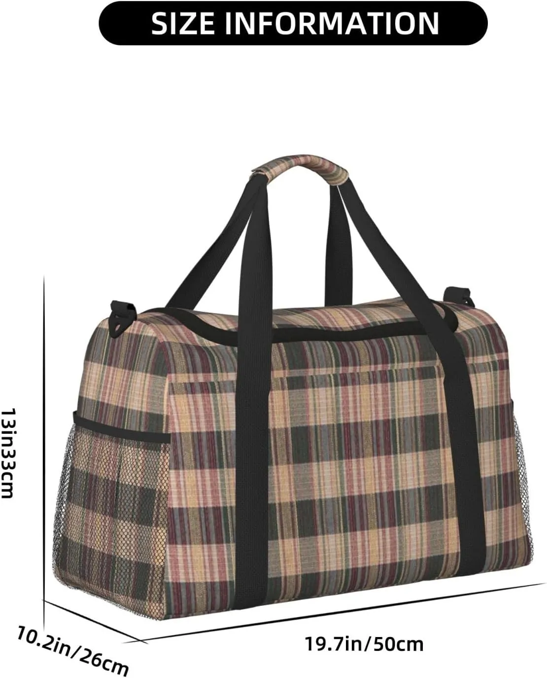 Black White Grid Thin Line Travel Duffel Bag Large Foldable Waterproof Overnight Bag For Beach Swim Bags Pool Sports Gym