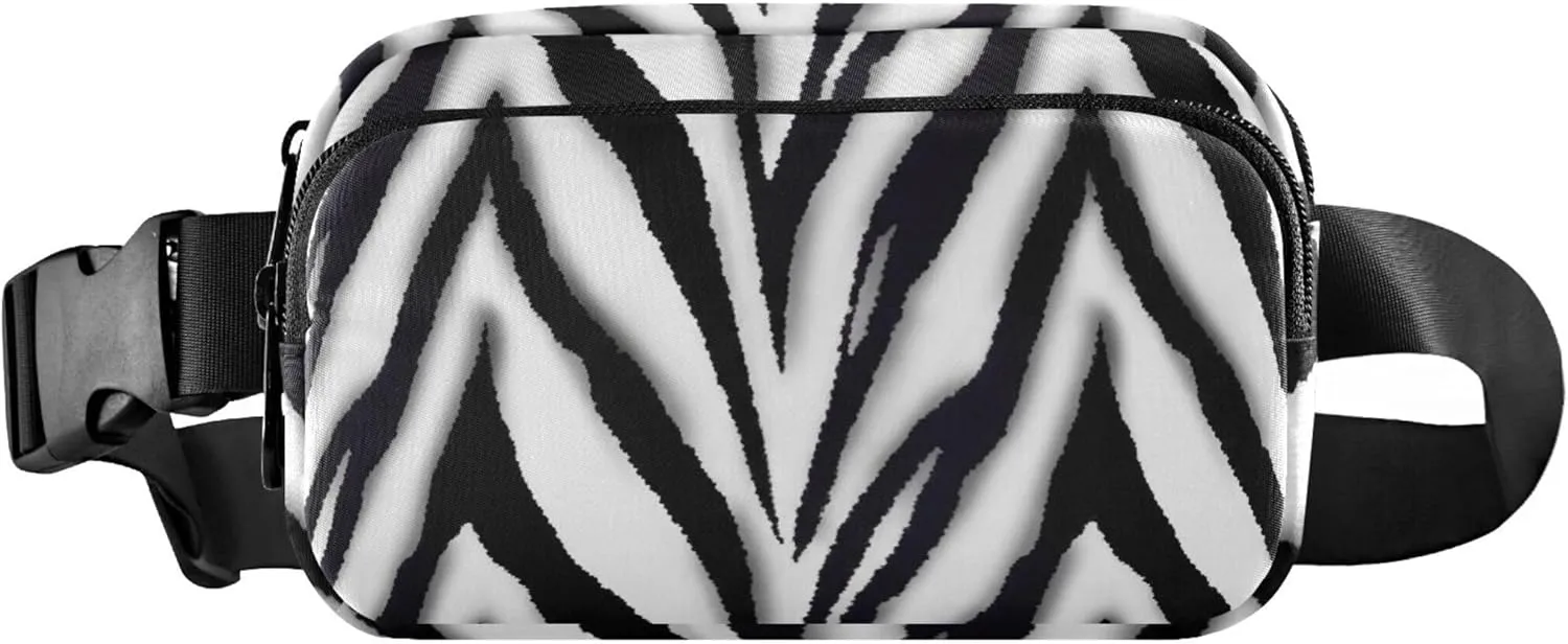 Black White Zebra Fanny Pack for Women Waterproof Hip Pack Belt Bag Cute Cross Body Waist Pack