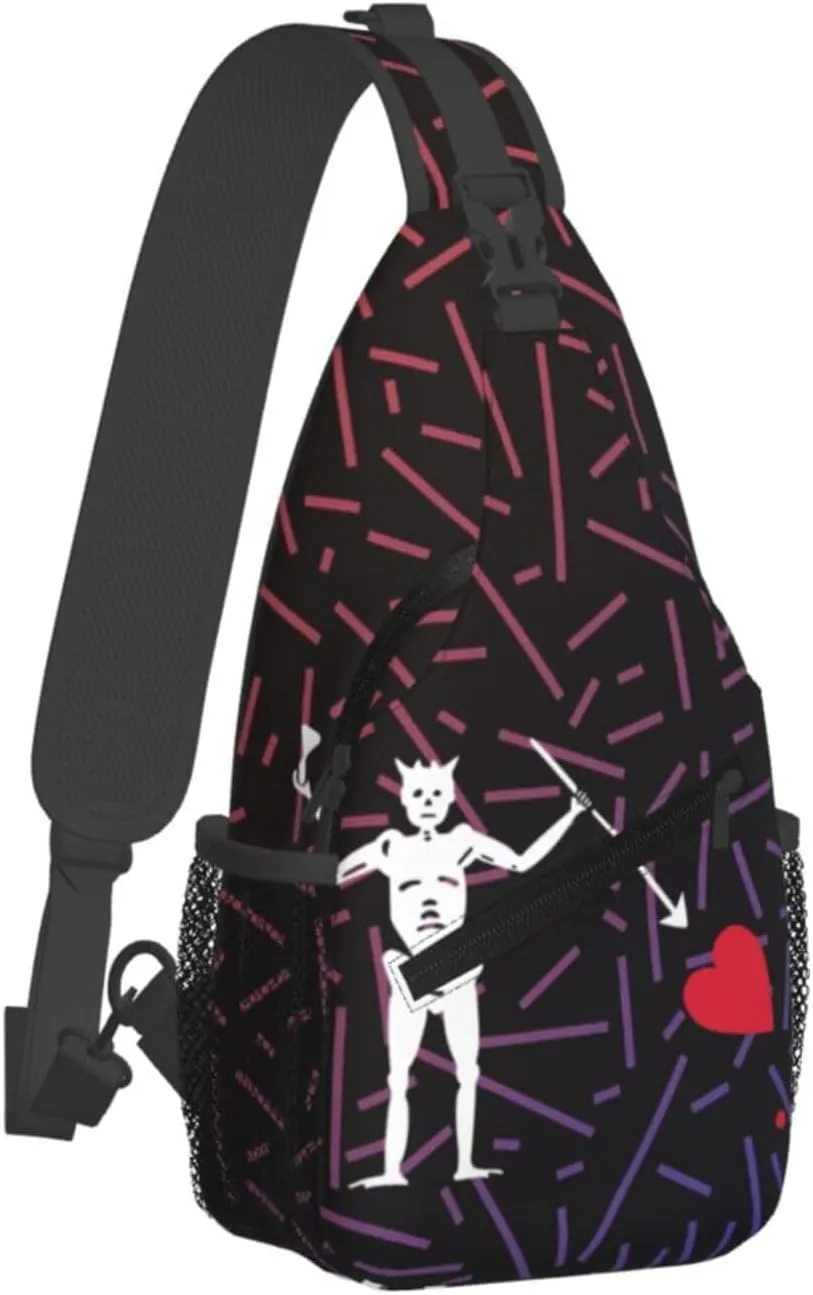 Blackbeard Skull Pirate Crossbody Backpack Chest Shoulder Bag Lightweight One Strap Travel Hiking Daypack