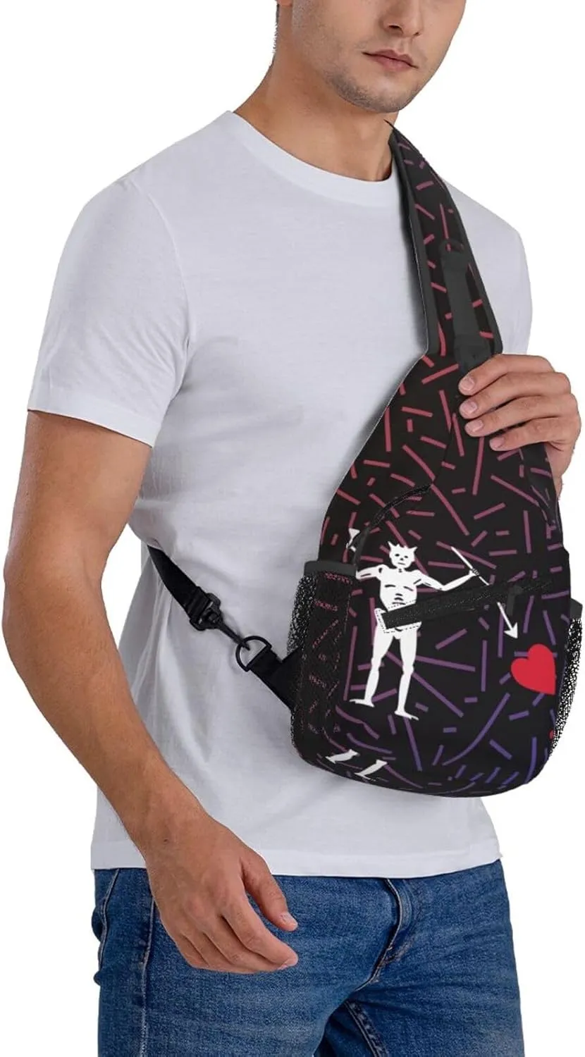 Blackbeard Skull Pirate Crossbody Backpack Chest Shoulder Bag Lightweight One Strap Travel Hiking Daypack