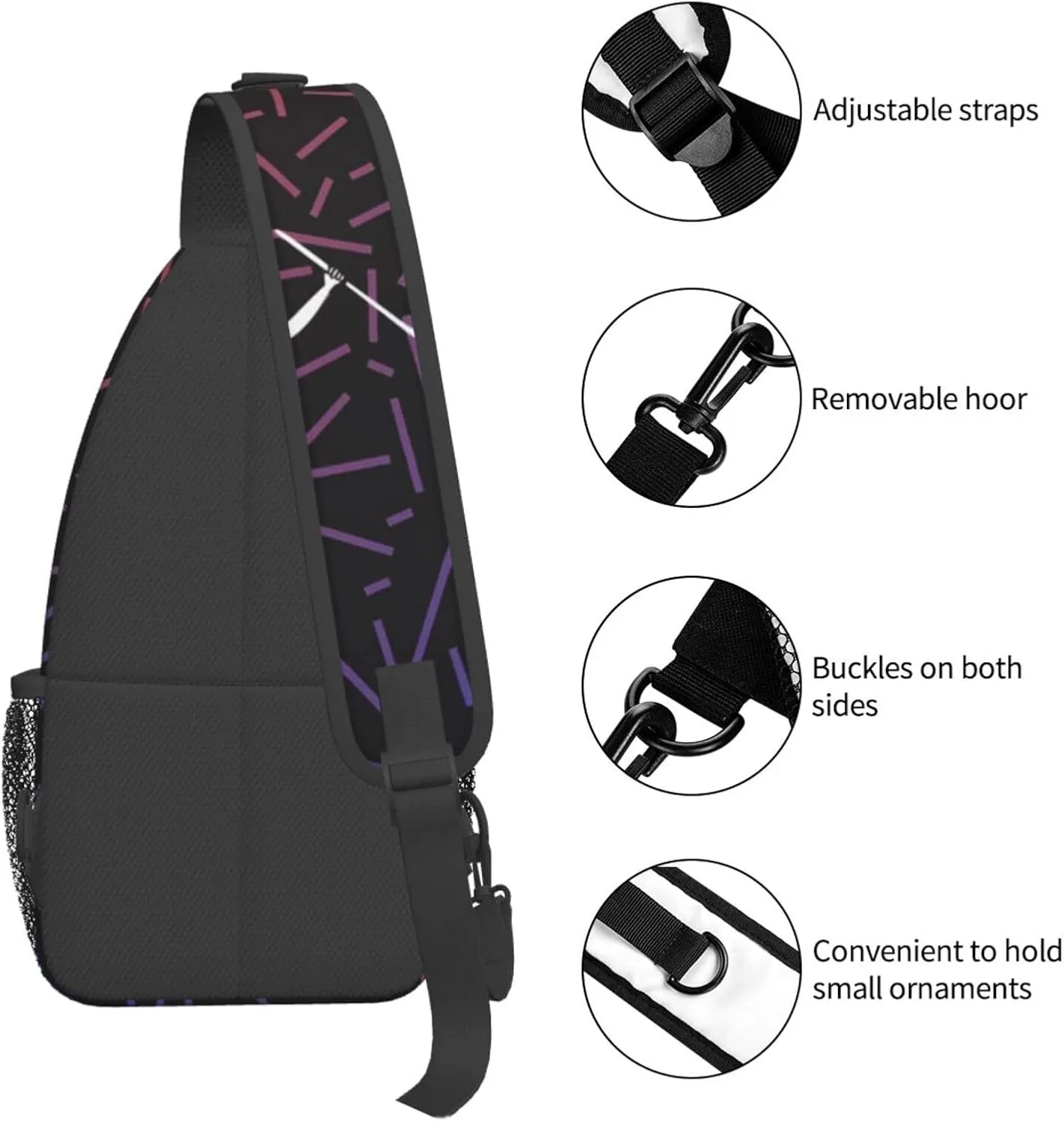 Blackbeard Skull Pirate Crossbody Backpack Chest Shoulder Bag Lightweight One Strap Travel Hiking Daypack