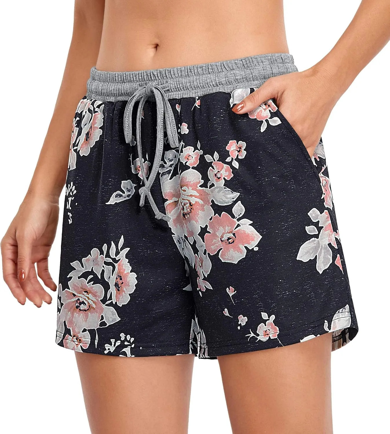 Blevonh Elastic Waist Soft Lounge Shorts Casual Pajama Shorts with Pockets