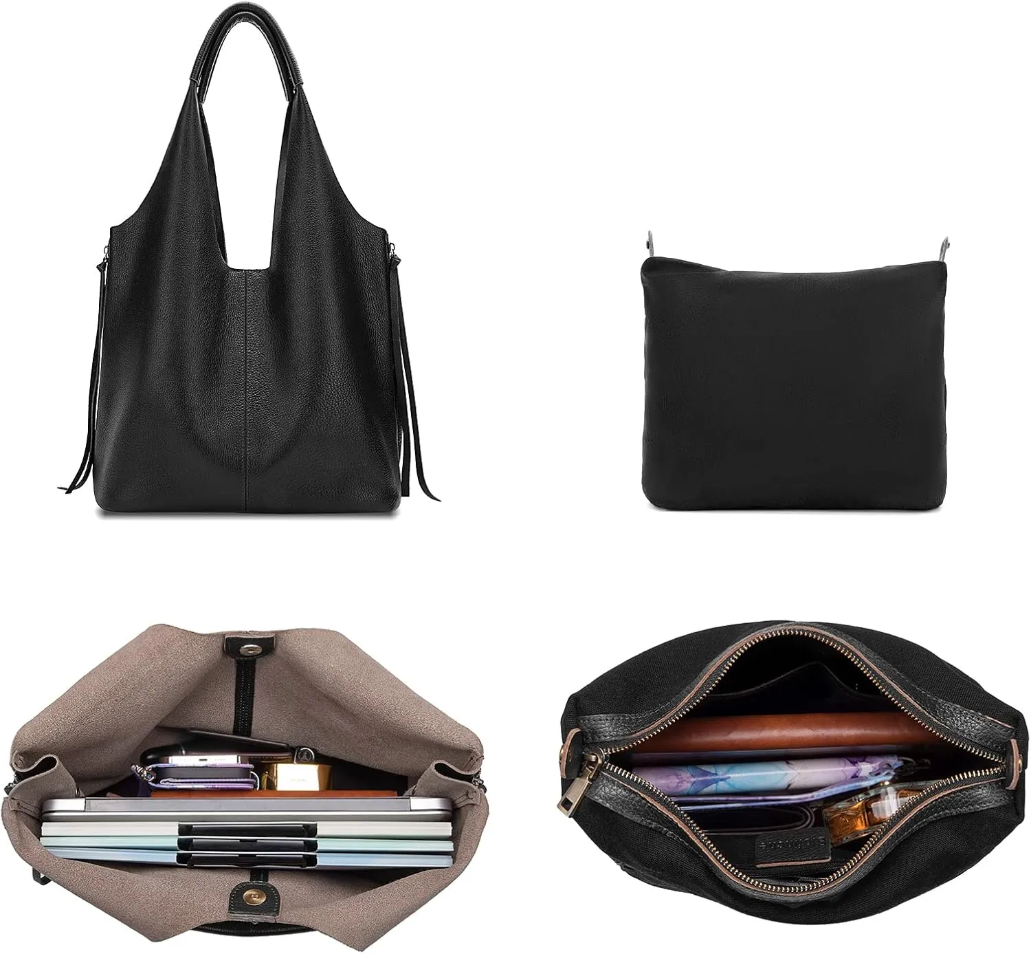 Blofinche Genuine Leather Hobo Bag for Women Large Slouchy Tote Purse Soft Real Shoulder Handbag Satchel for Laptop Work Lady