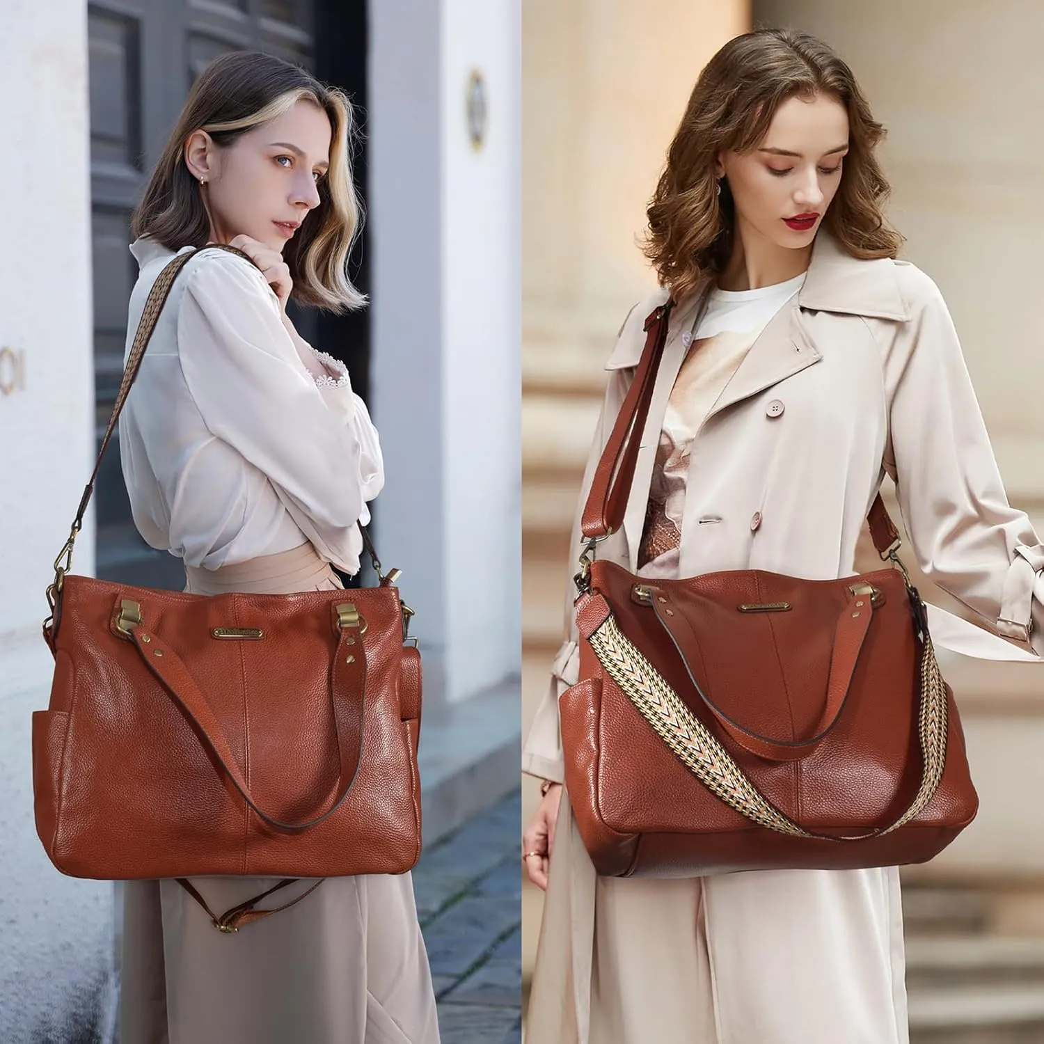 Blofinche Genuine Leather Hobo Bag for Women Large Slouchy Tote Purse Soft Real Shoulder Handbag Satchel for Laptop Work Lady
