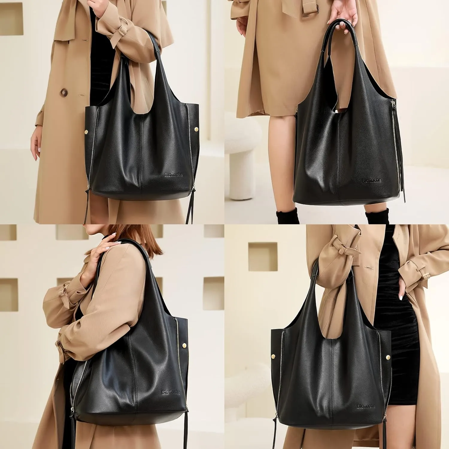 Blofinche Genuine Leather Hobo Bag for Women Large Slouchy Tote Purse Soft Real Shoulder Handbag Satchel for Laptop Work Lady