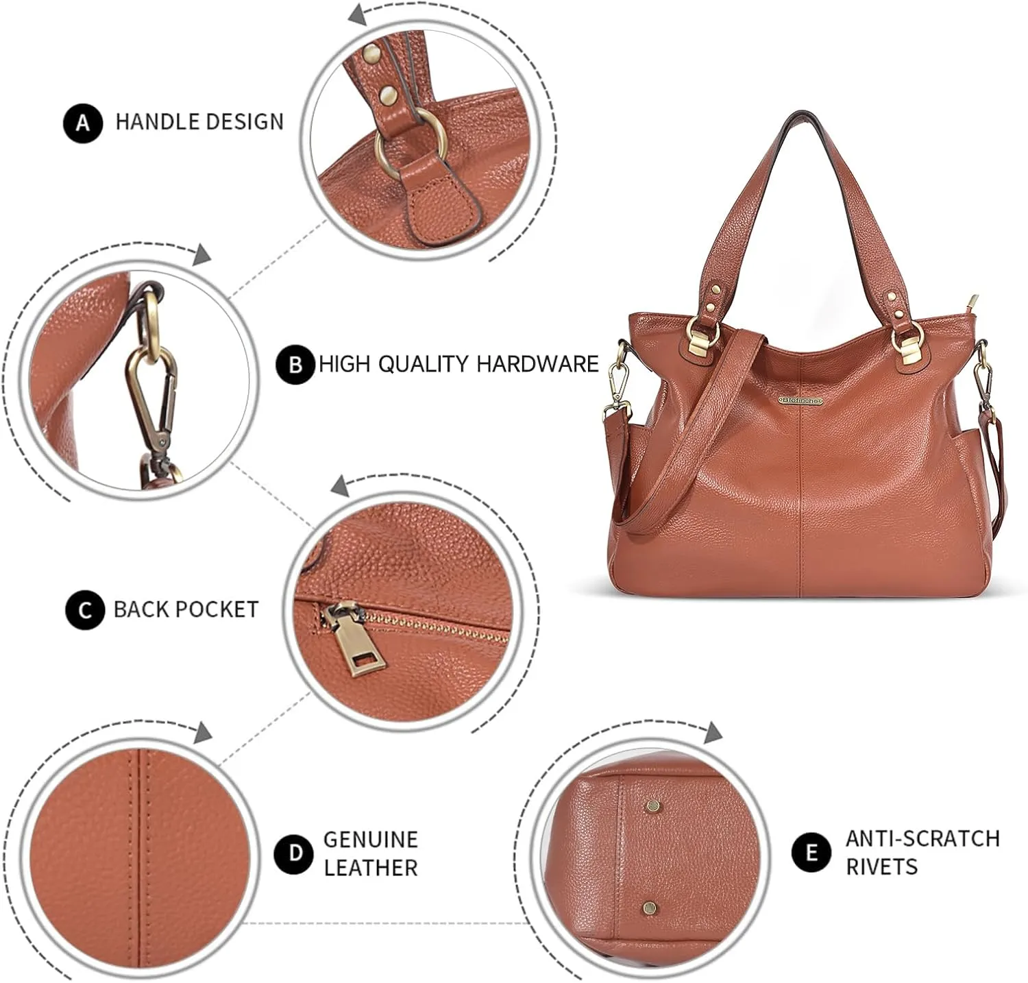 Blofinche Genuine Leather Hobo Bag for Women Large Slouchy Tote Purse Soft Real Shoulder Handbag Satchel for Laptop Work Lady