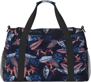 Blue and orange bird print Personal Item Bag Carry on Bag Underseat Travel Duffel Bags Gym Carry On Sports Bags