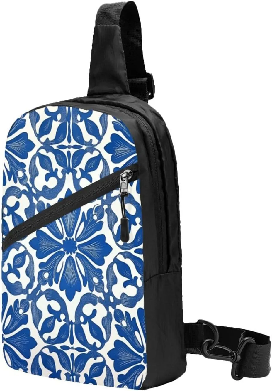 Blue And White Print Crossbody Bags For Women, Sling Bag For Men, Hiking Backpack Lightweight For Casual Outdoor Travel