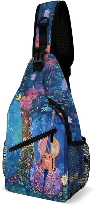 Blue Night Musicians Park Crossbody Sling Bag Novelty Chest Bags Shoulder Backpack For Travel Hiking