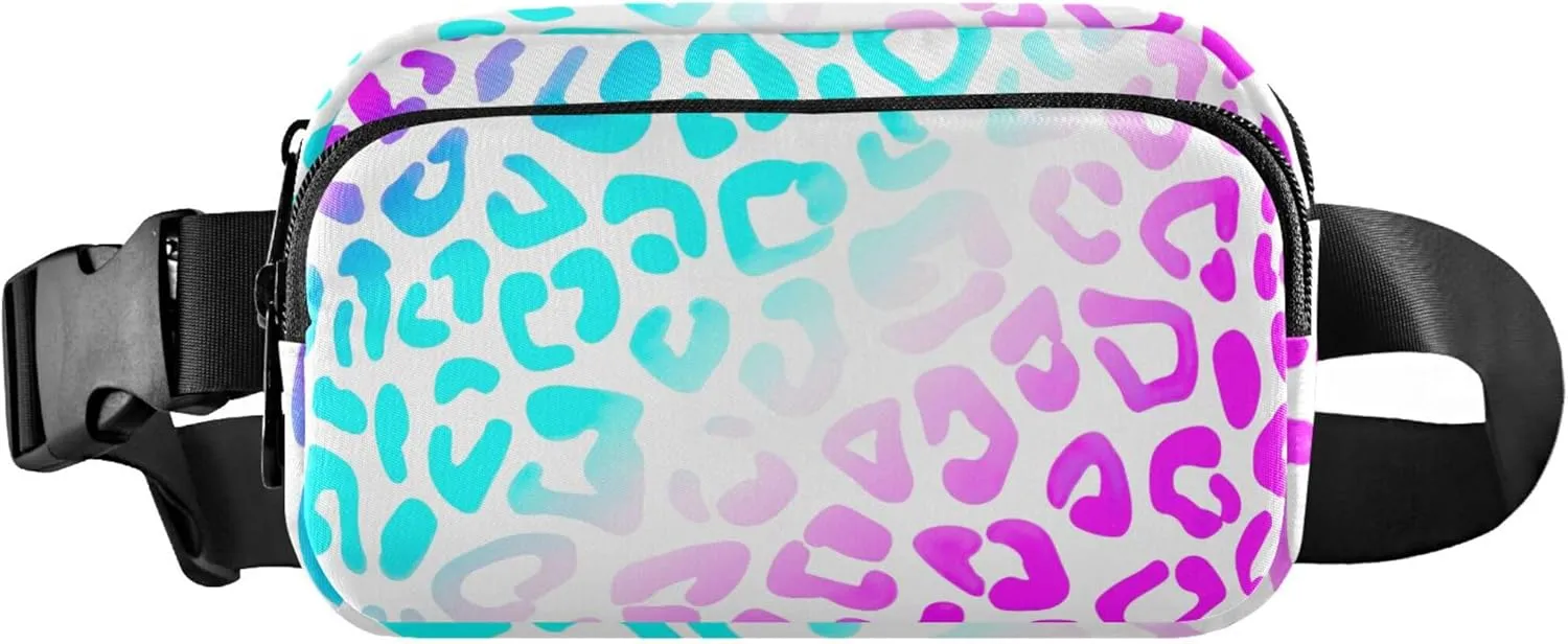 Blue Pink Purple Leopard Women Fanny Packs Bright Belt Bags Hip Pack Waterproof Waist Pack for Women