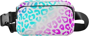 Blue Pink Purple Leopard Women Fanny Packs Bright Belt Bags Hip Pack Waterproof Waist Pack for Women
