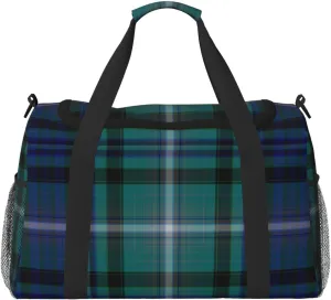 Blue Thin Line Grid Travel Duffel Bag Large Foldable Waterproof Overnight Bag For Beach Swim Bags Pool Sports Gym