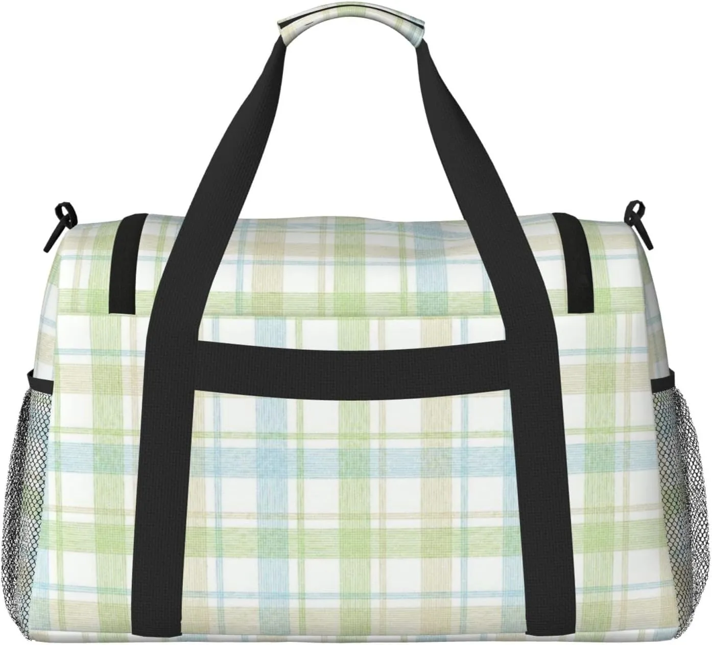 Blue Thin Line Grid Travel Duffel Bag Large Foldable Waterproof Overnight Bag For Beach Swim Bags Pool Sports Gym