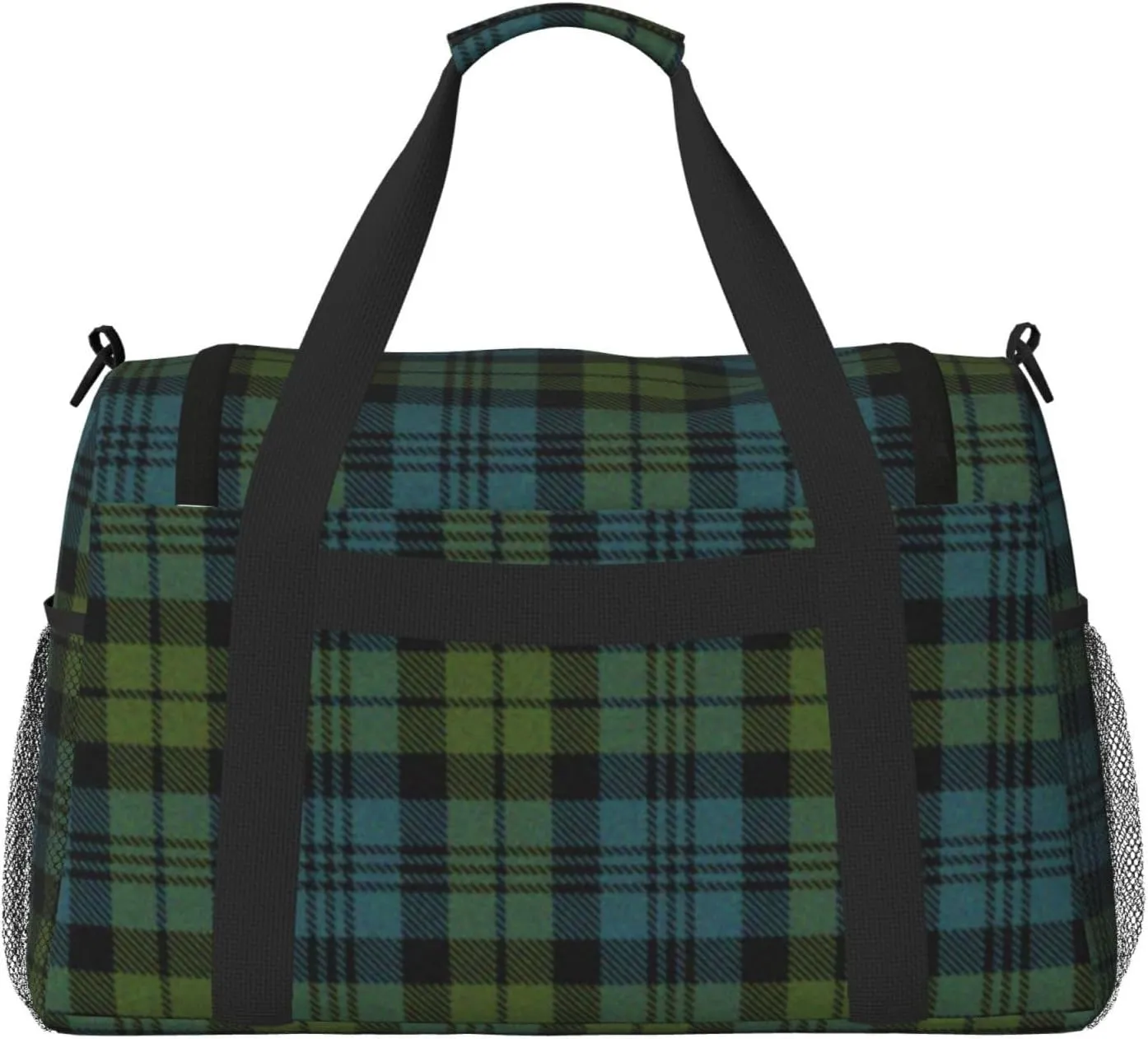 Blue Thin Line Grid Travel Duffel Bag Large Foldable Waterproof Overnight Bag For Beach Swim Bags Pool Sports Gym