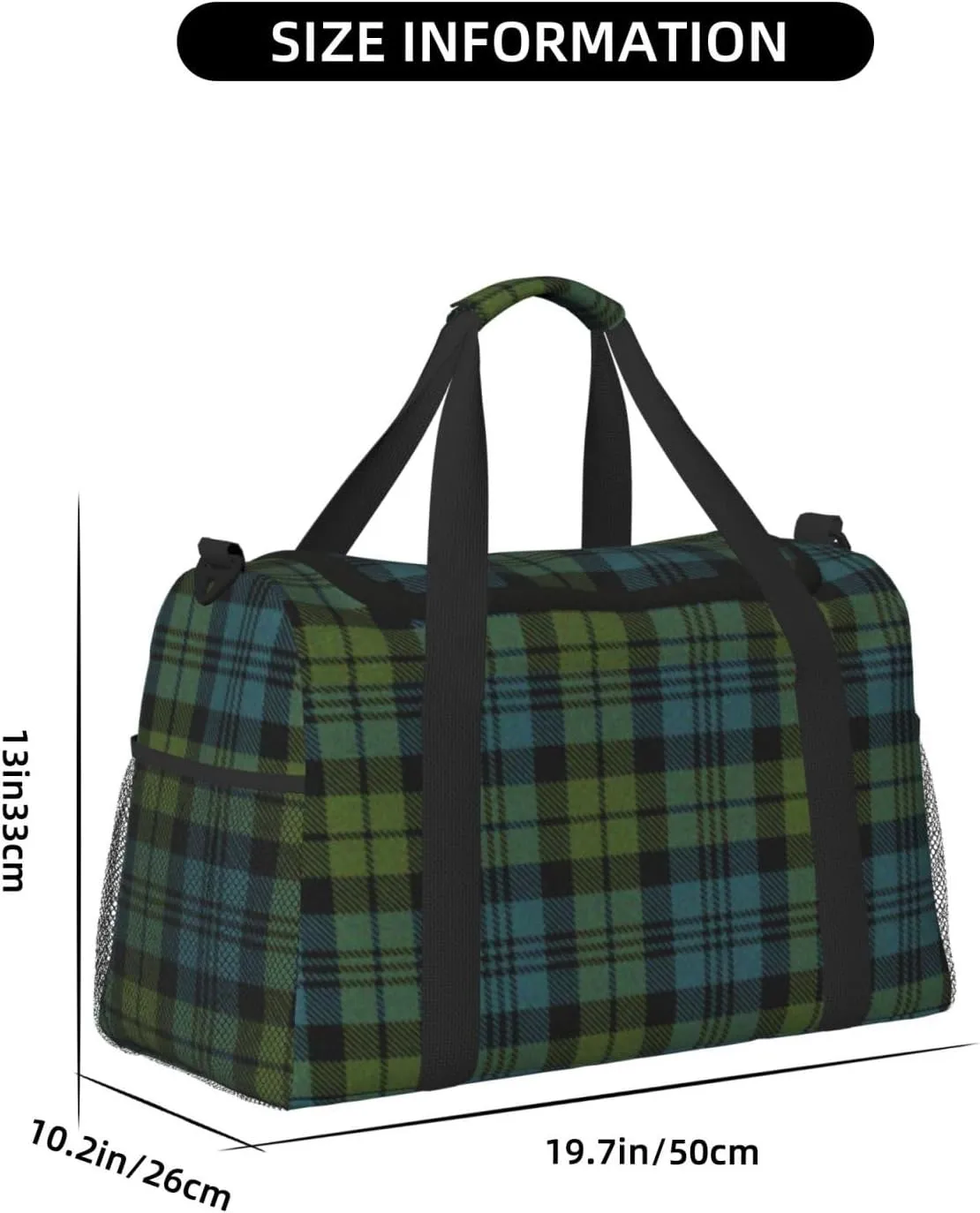 Blue Thin Line Grid Travel Duffel Bag Large Foldable Waterproof Overnight Bag For Beach Swim Bags Pool Sports Gym