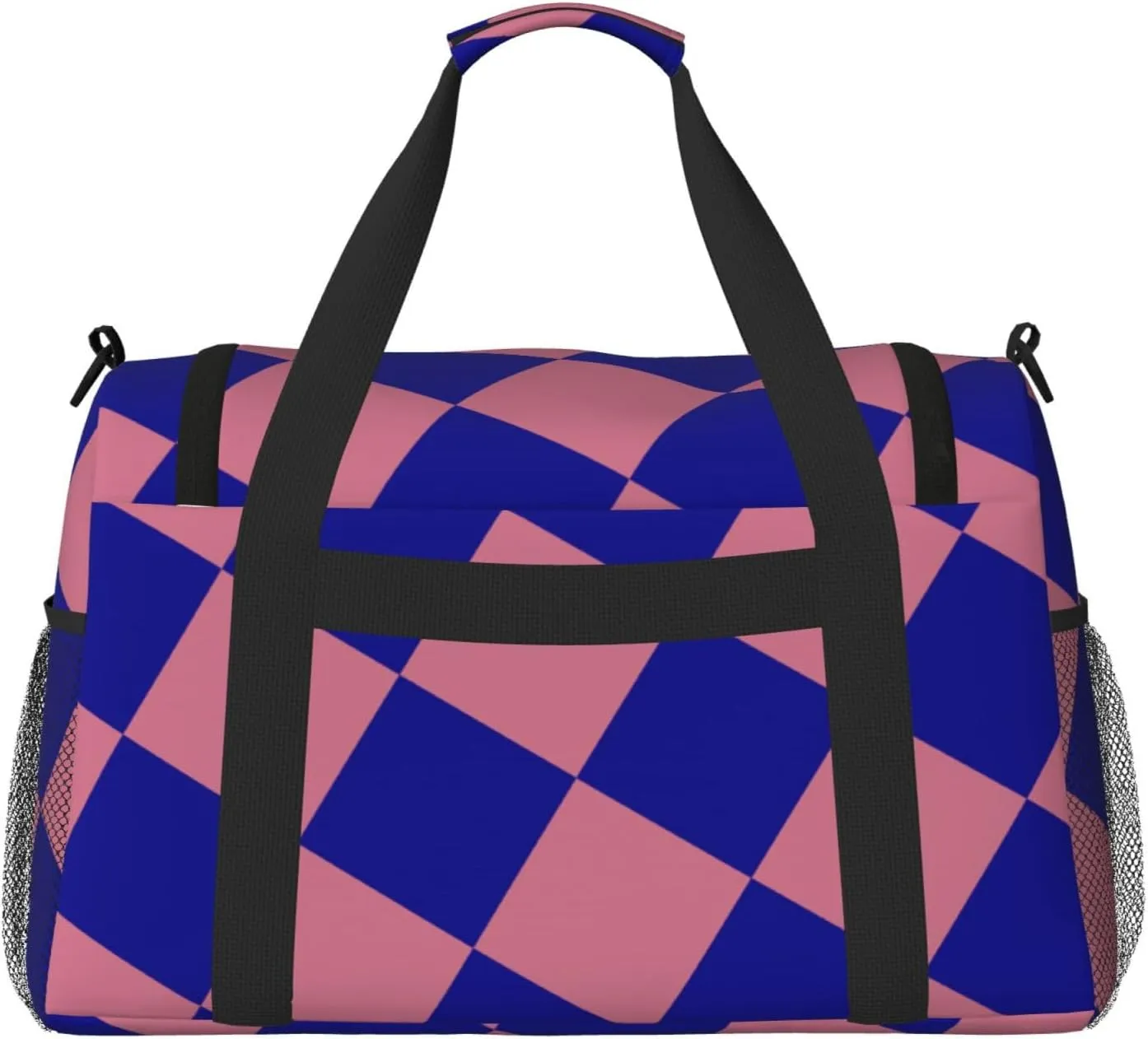 Blue Thin Line Grid Travel Duffel Bag Large Foldable Waterproof Overnight Bag For Beach Swim Bags Pool Sports Gym