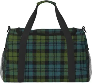 Blue Thin Line Grid Travel Duffel Bag Large Foldable Waterproof Overnight Bag For Beach Swim Bags Pool Sports Gym