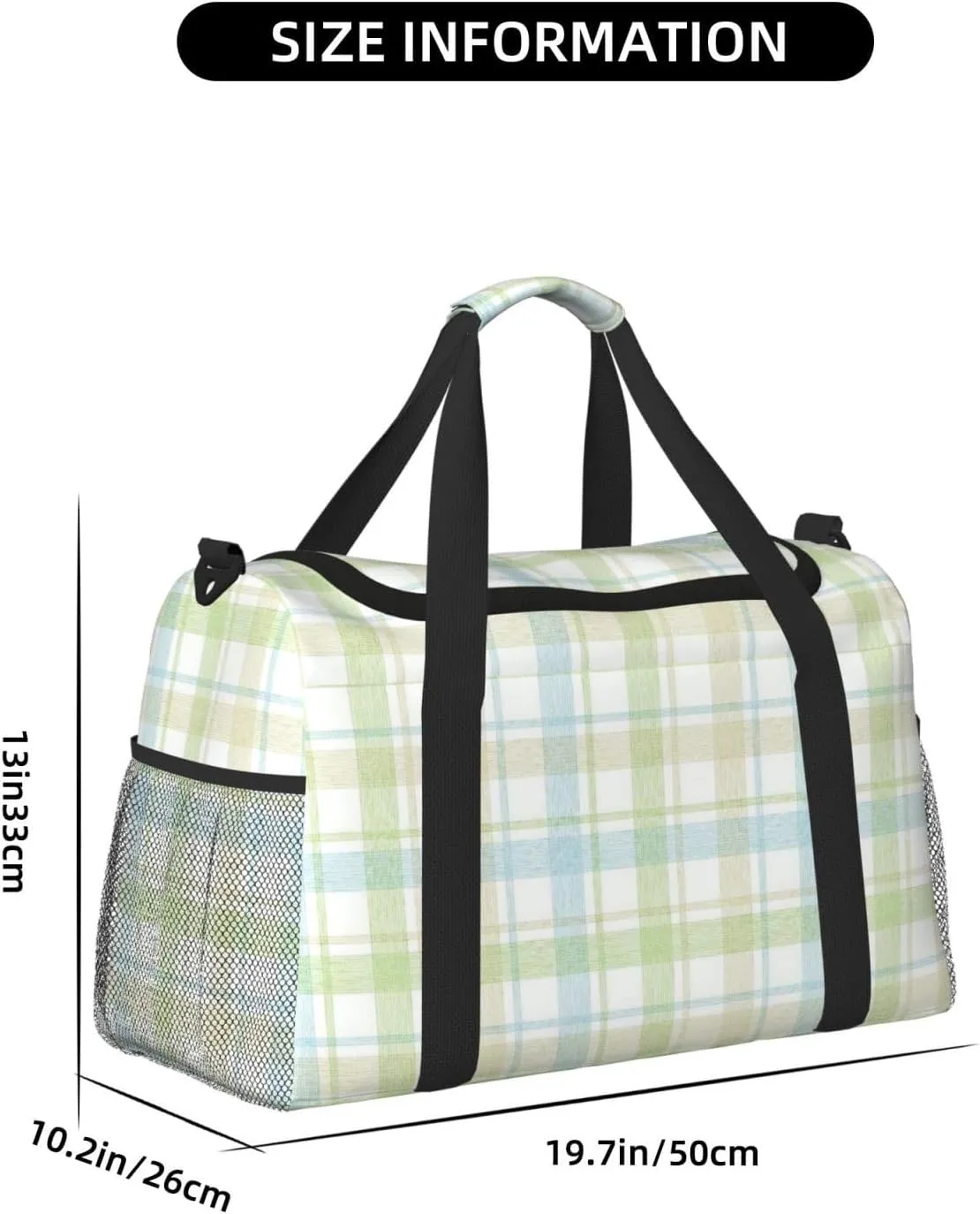 Blue Thin Line Grid Travel Duffel Bag Large Foldable Waterproof Overnight Bag For Beach Swim Bags Pool Sports Gym