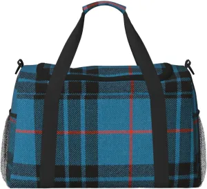 Blue Thin Line Grid Travel Duffel Bag Large Foldable Waterproof Overnight Bag For Beach Swim Bags Pool Sports Gym