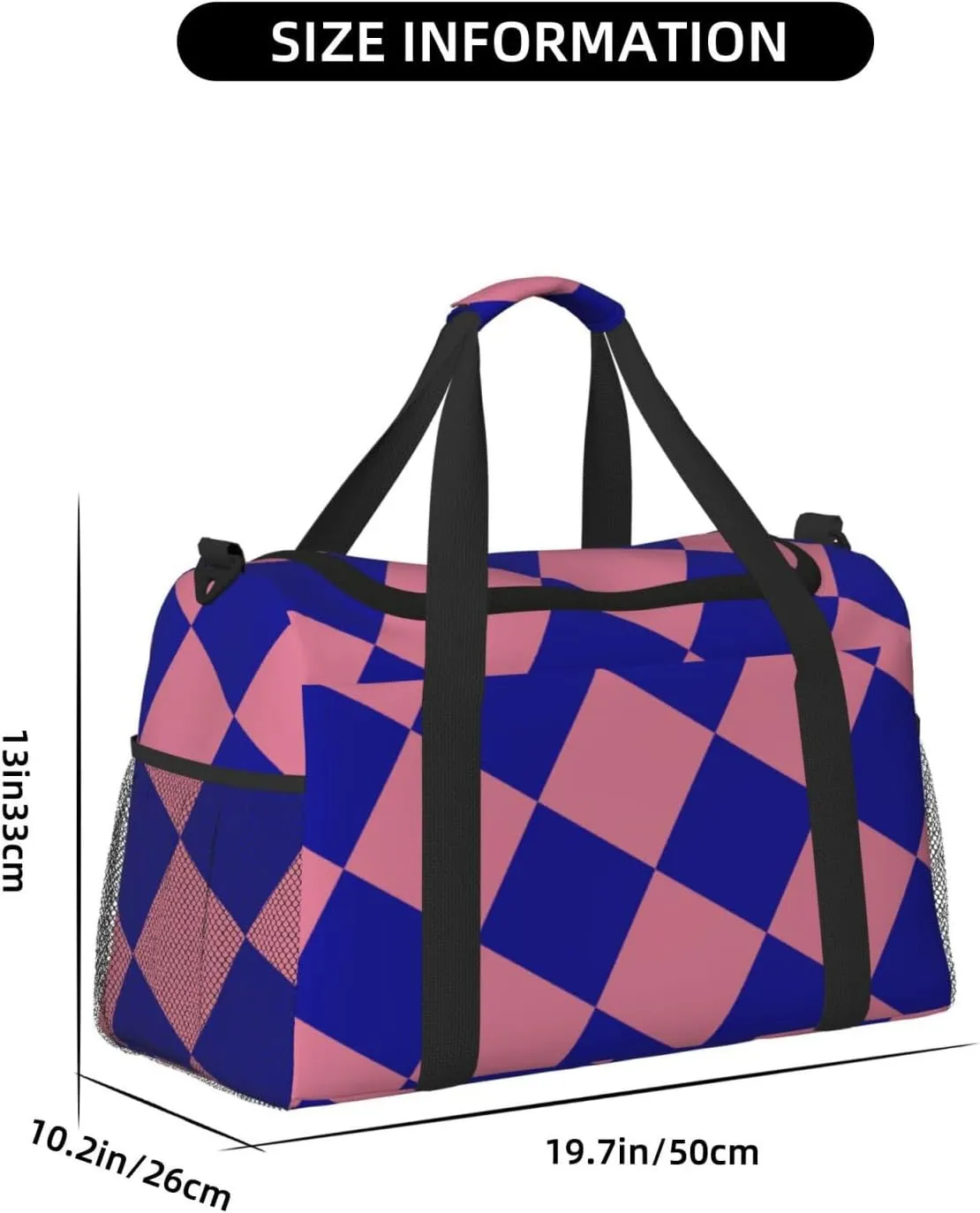 Blue Thin Line Grid Travel Duffel Bag Large Foldable Waterproof Overnight Bag For Beach Swim Bags Pool Sports Gym