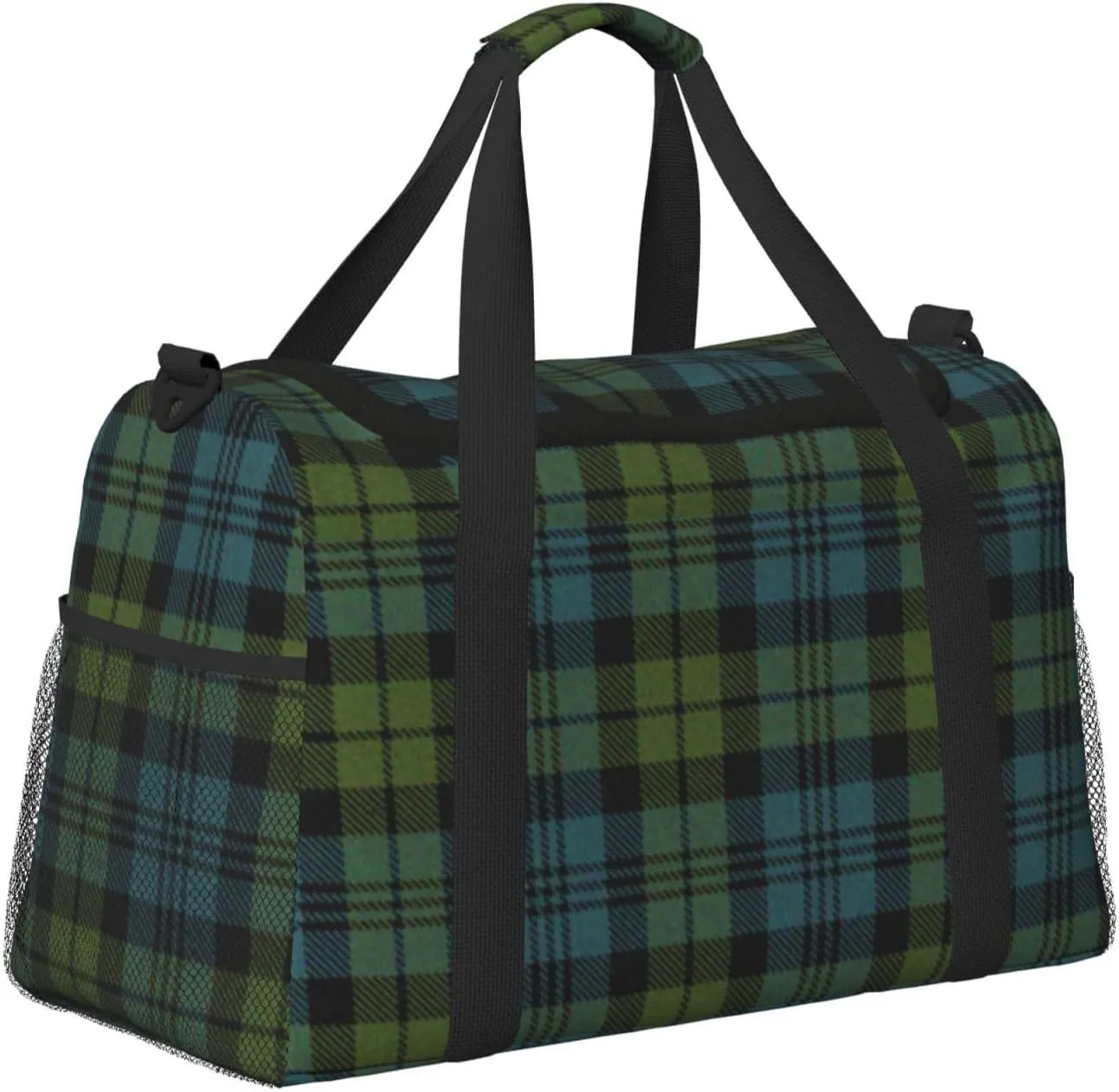 Blue Thin Line Grid Travel Duffel Bag Large Foldable Waterproof Overnight Bag For Beach Swim Bags Pool Sports Gym