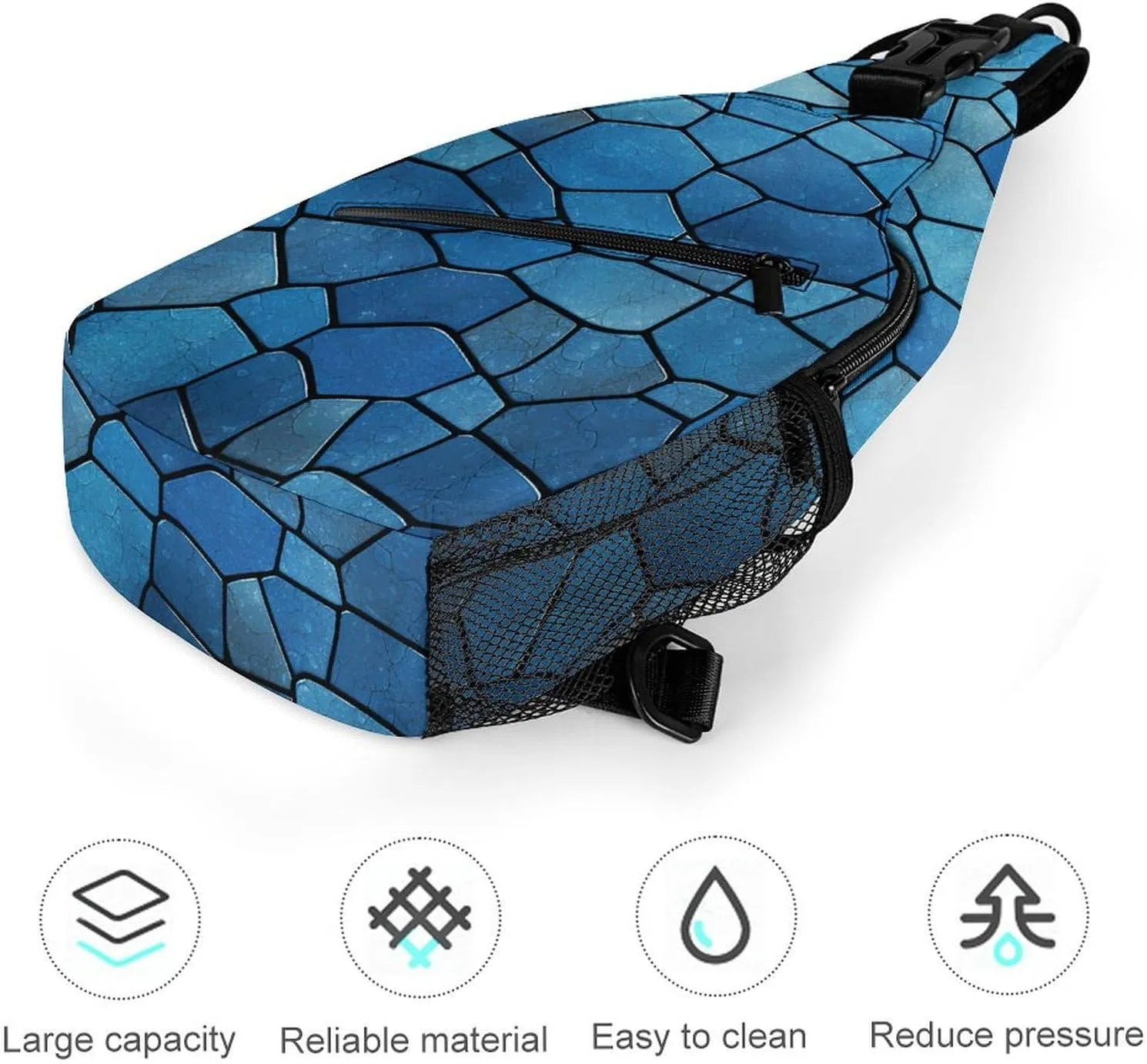Blue Tile Pattern Sling Bag Crossbody Bags Cross Body Bag Fanny Packs Chest Bags Sling Purses for Travel