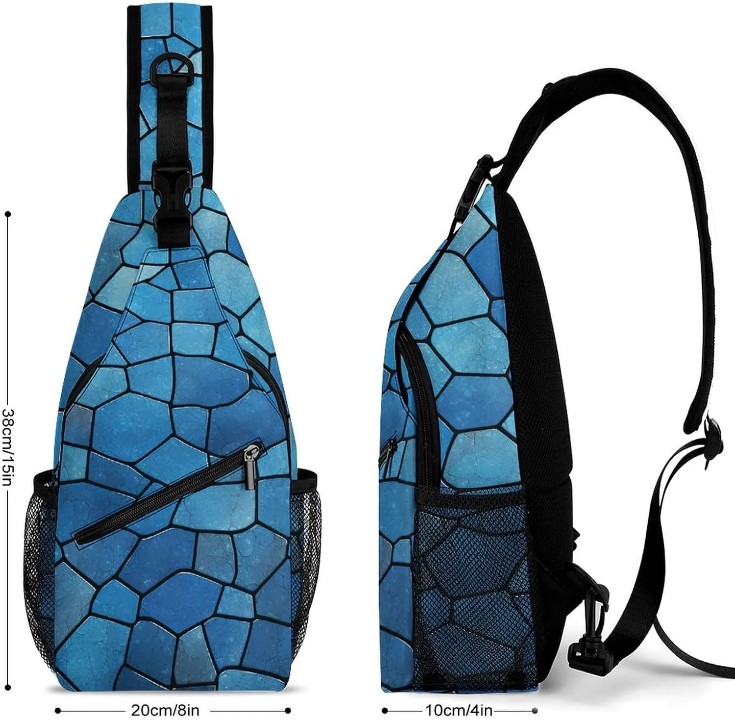 Blue Tile Pattern Sling Bag Crossbody Bags Cross Body Bag Fanny Packs Chest Bags Sling Purses for Travel